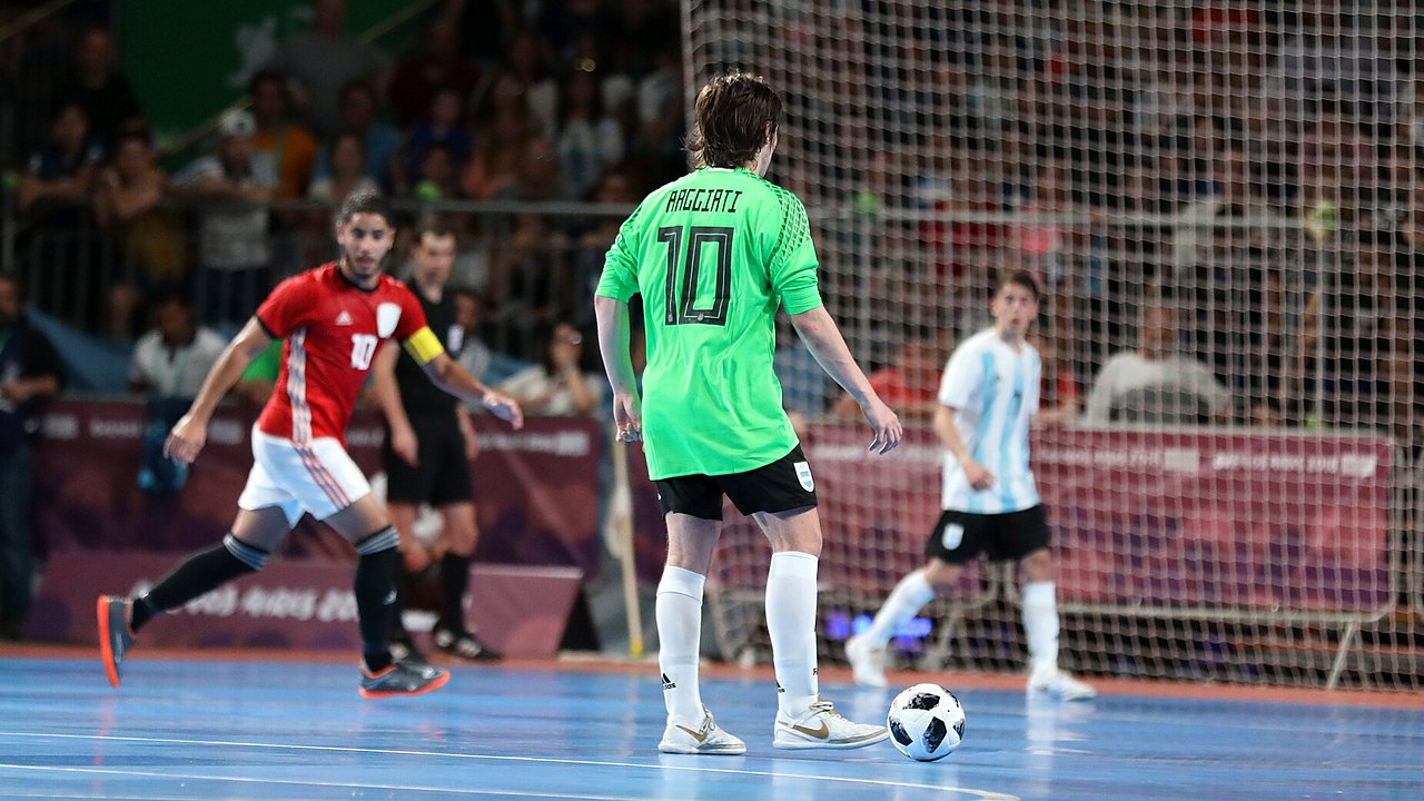 لقطة من مباراة منتخب مصر للشباب في كرة الصالات أمام الأرجنتين
